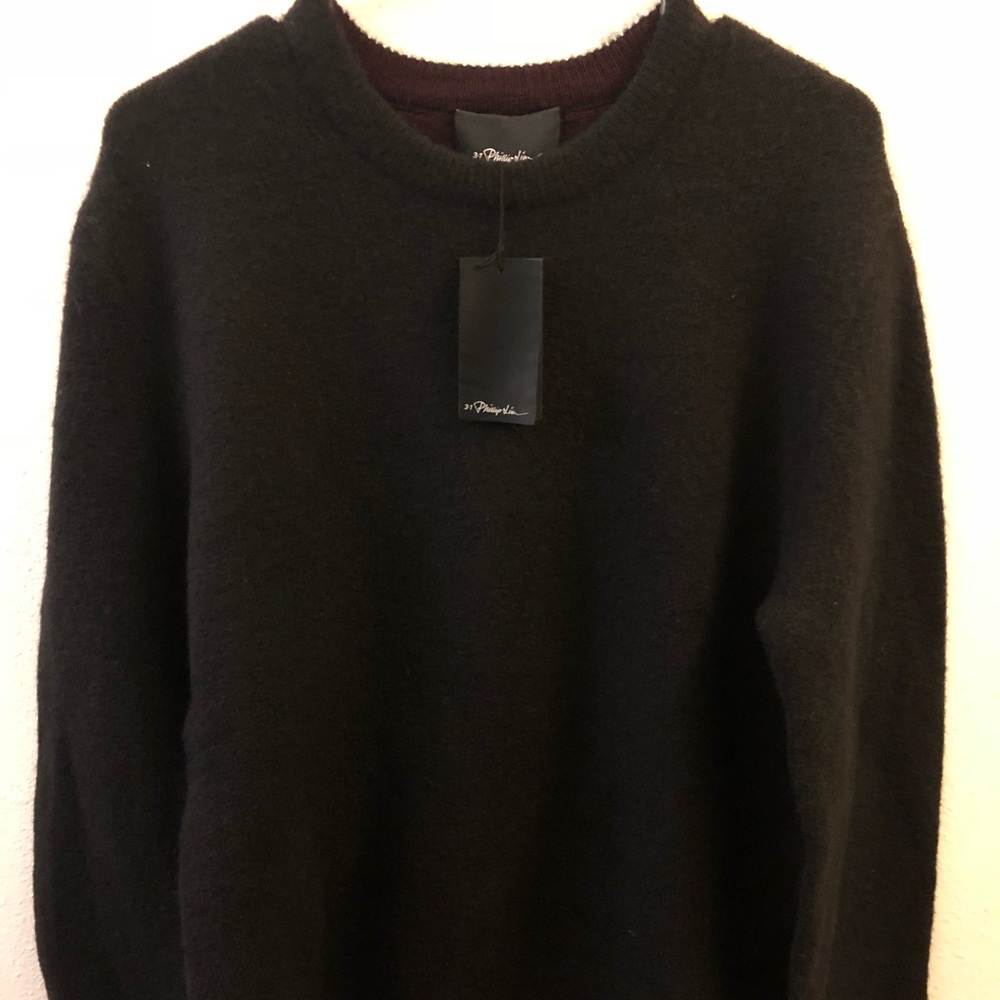 New 3.1 Phillip Lamb Wool Sweater Side Slits Sz M